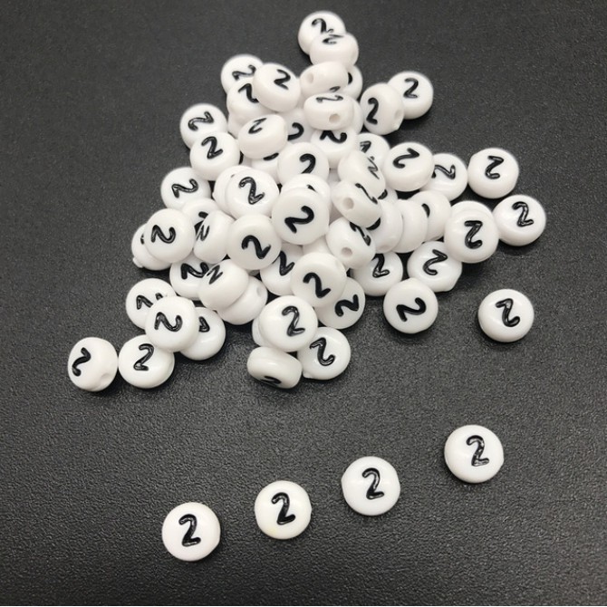 200Pcs Manik-Manik Bulat Angka 0-9 &quot;4x7mm Bahan Akrilik Untuk Membuat Perhiasan Gelang DIY