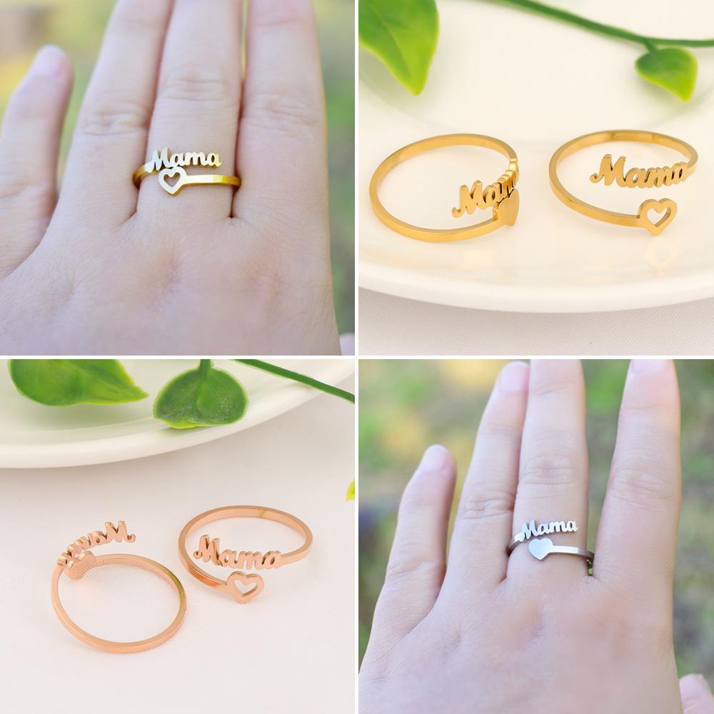 Lily Populer Aksesoris MAMA Hati Cincin Aadjustable