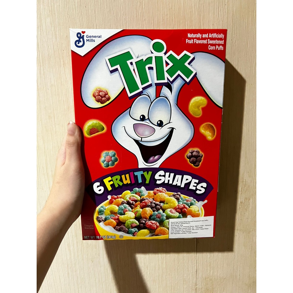 

GENERAL MILLS TRIX 6 FRUITY SHAPES SWEETENED CORN PUFFS CEREAL SEREAL