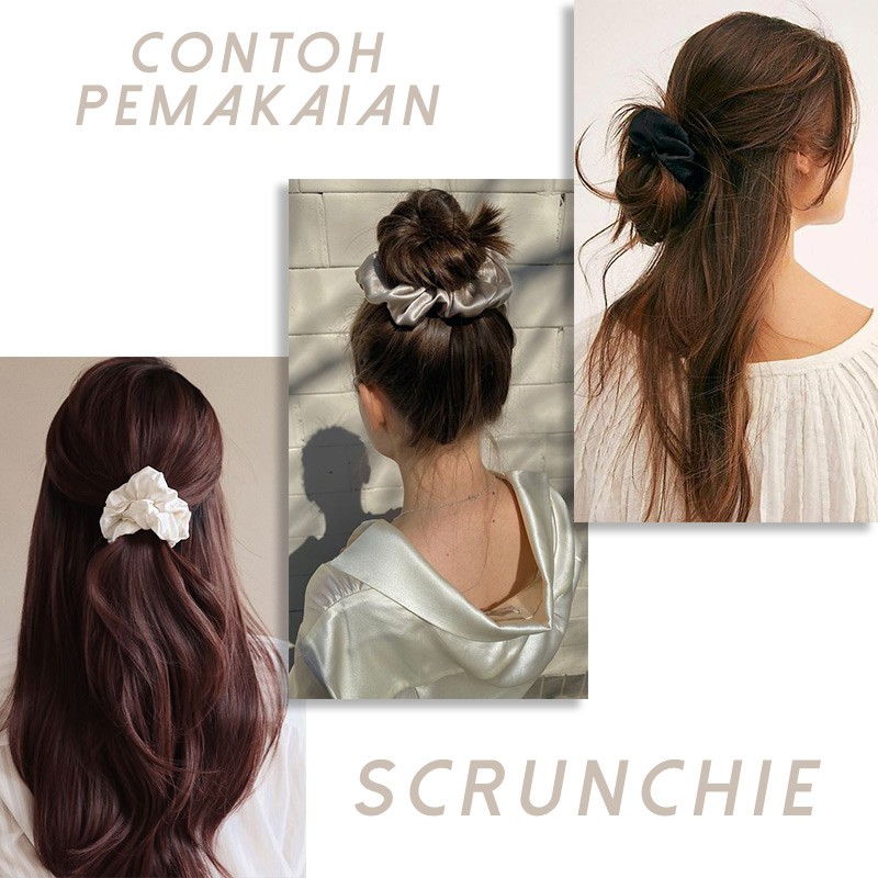 SCRUNCHIE IKAT RAMBUT SCRUNCHIE HIJAB SCRUNCHIES IKAT RAMBUT KOREA SRUNCHIE KUNCIRAN RAMBUT CEPOL