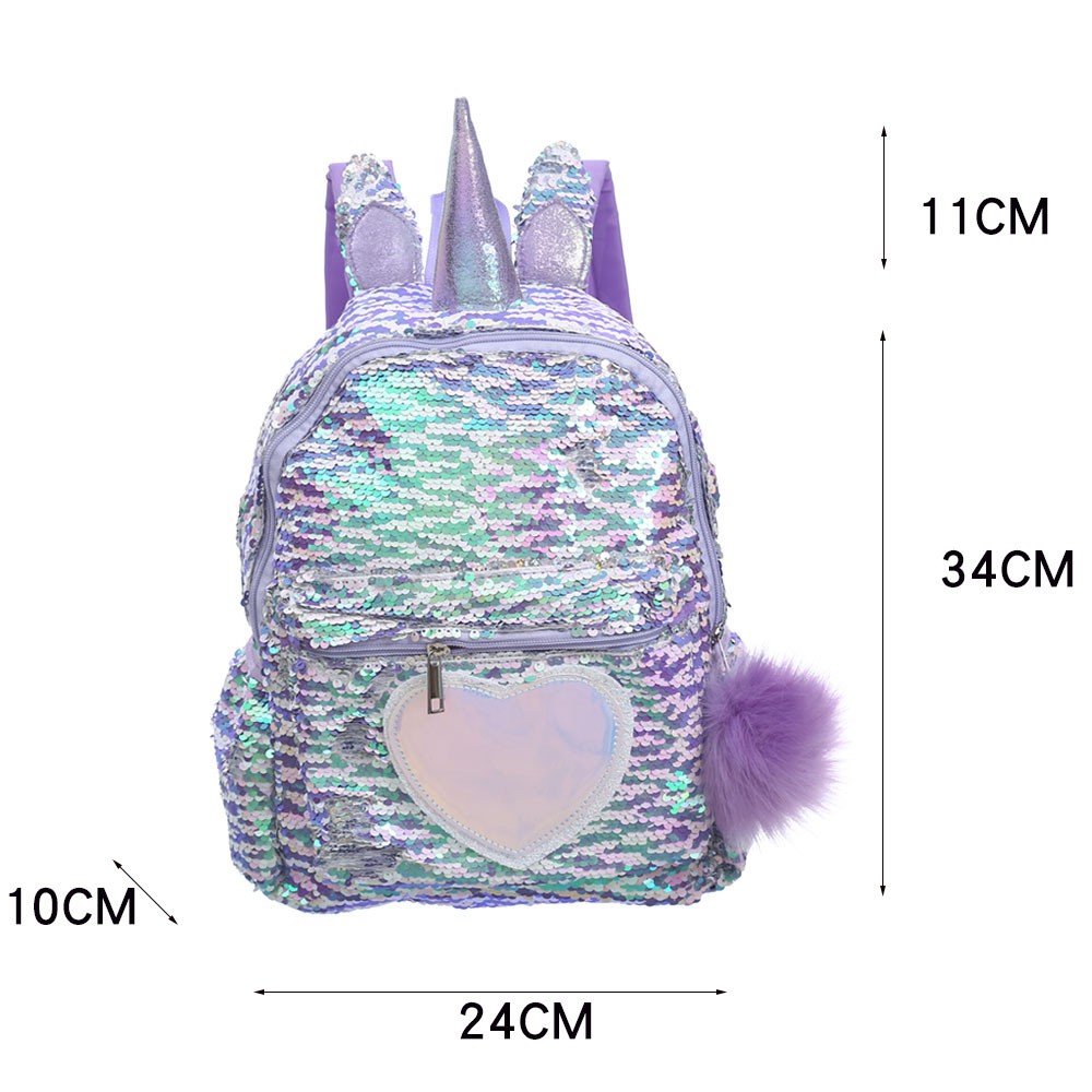 Ransel Sequin Unicorn pom TU023 Tas sekolah tk sd anak perempuan backpack