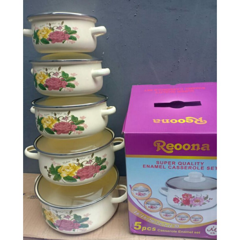 Panci Set/ Panci Renooa/ Panci Renooa Enamel Set 5pcs