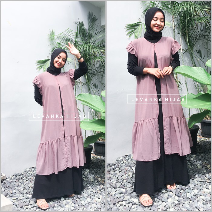 Cardi tanpa lengan / Long Vest / Rompi / Outer Hijab NADIRA