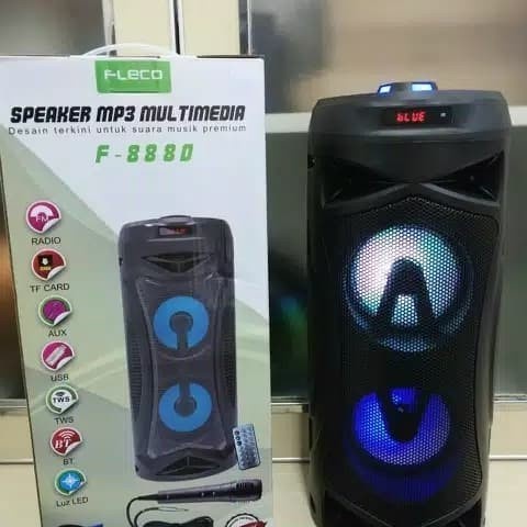 speaker bluetooth fleco f-8880 multimedian mp3 free mic dan multibass