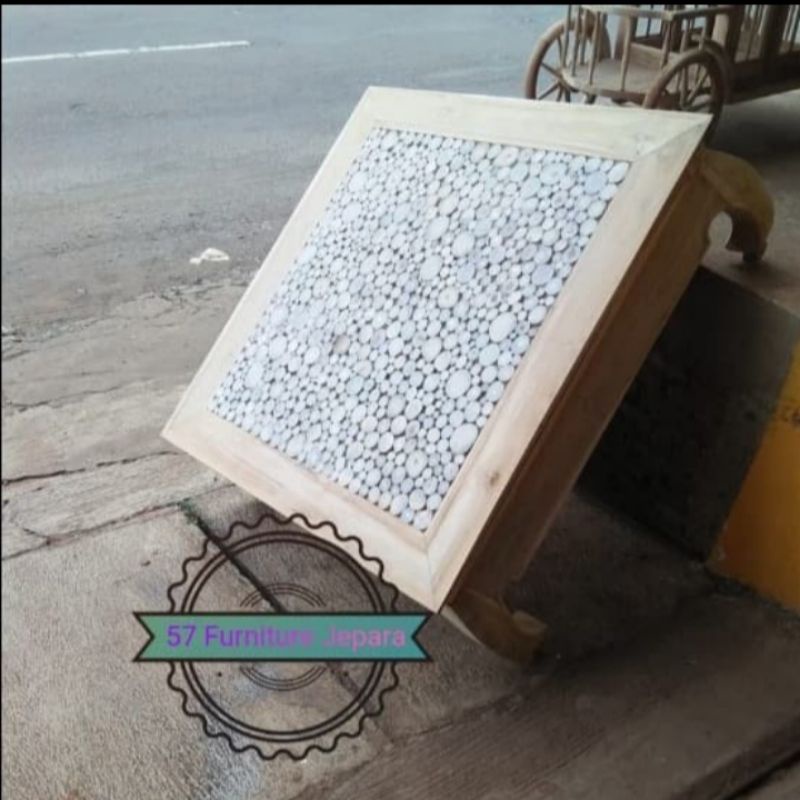 Meja tamu jati unik - Meja kopi lesehan kotak model minimalis mentahan