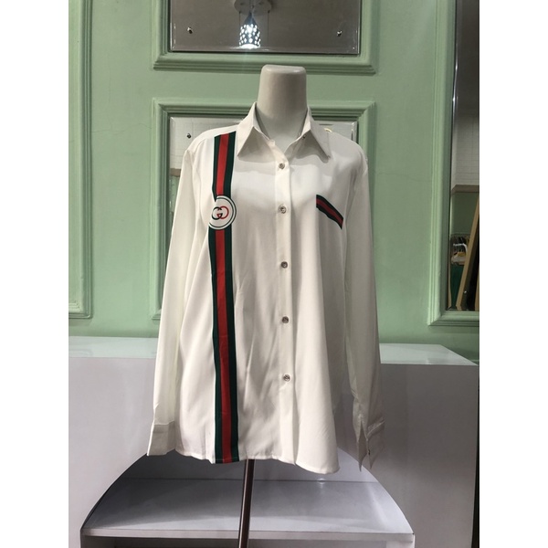 BAJU WANITA TERBARU | KEMEJA MOTIF GUCCI