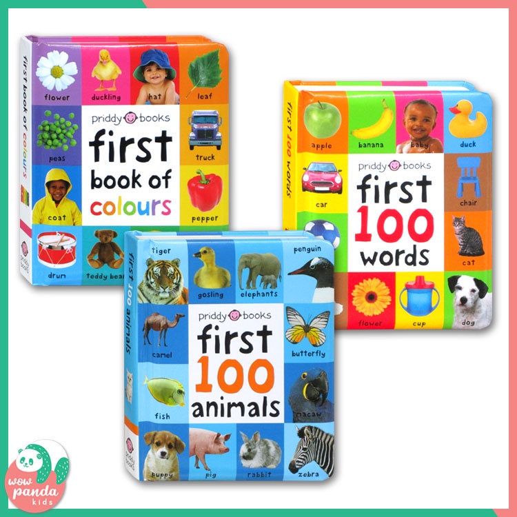Priddy Books First 100 Words & Early Learning Board Books (Words / Animals / Colours )(WP)