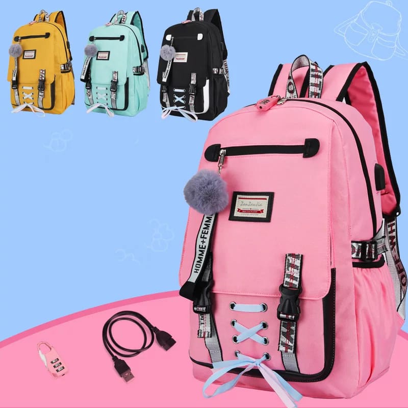 Tas Ransel Sekolah Anak Perempuan Tk Sd Smp Motif Pita Tengah Lucu Kekinian