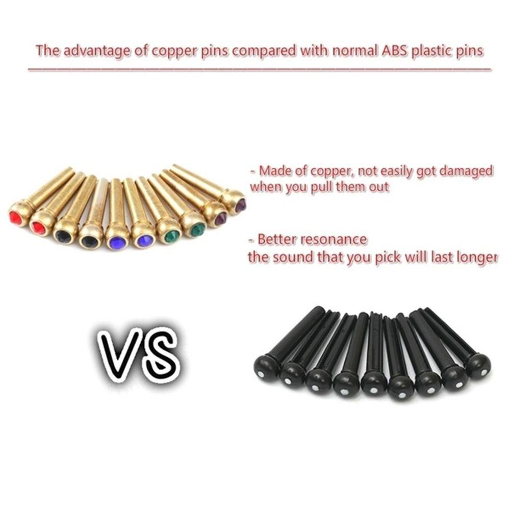Lanfy Paku Senar Universal Warna-Warni Kuningan Senar Gitar Instrumen Senar Bridge Pin