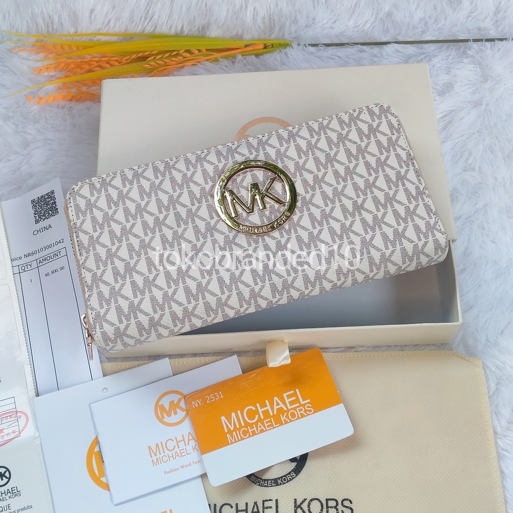 DOMPET WANITA EMKA M1CHAEL K0RS RESLETING LONG WALLET FREE BOX+PAPERBAG