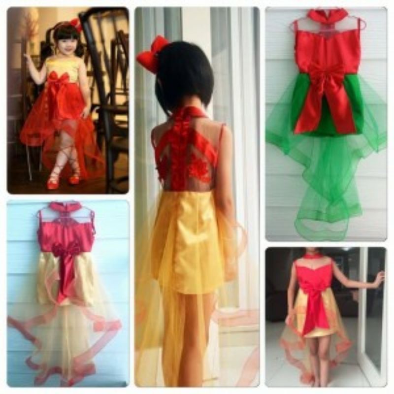 Dress  Cheongsam Anak Perempuan Gold-Red Import PDR007