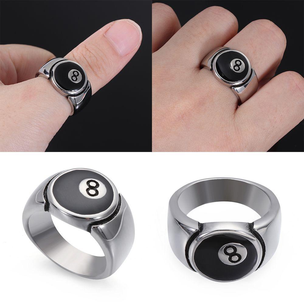 Lily Billiards Cincin Wanita Pria Unisex Gothic Retro Hip Hop Simple Stainless Steel