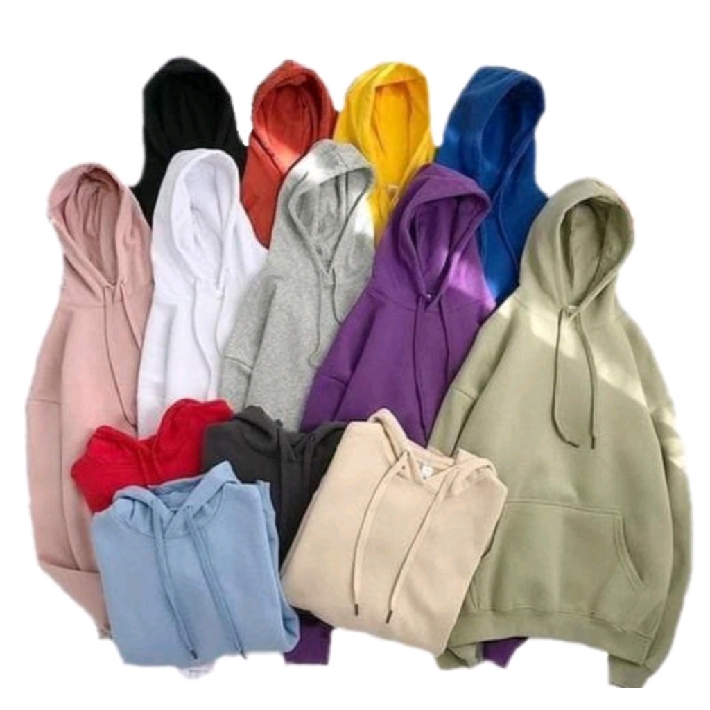 SWEATER HOODIE POLOS OVERSIZE WANITA BAHAN FLECEE