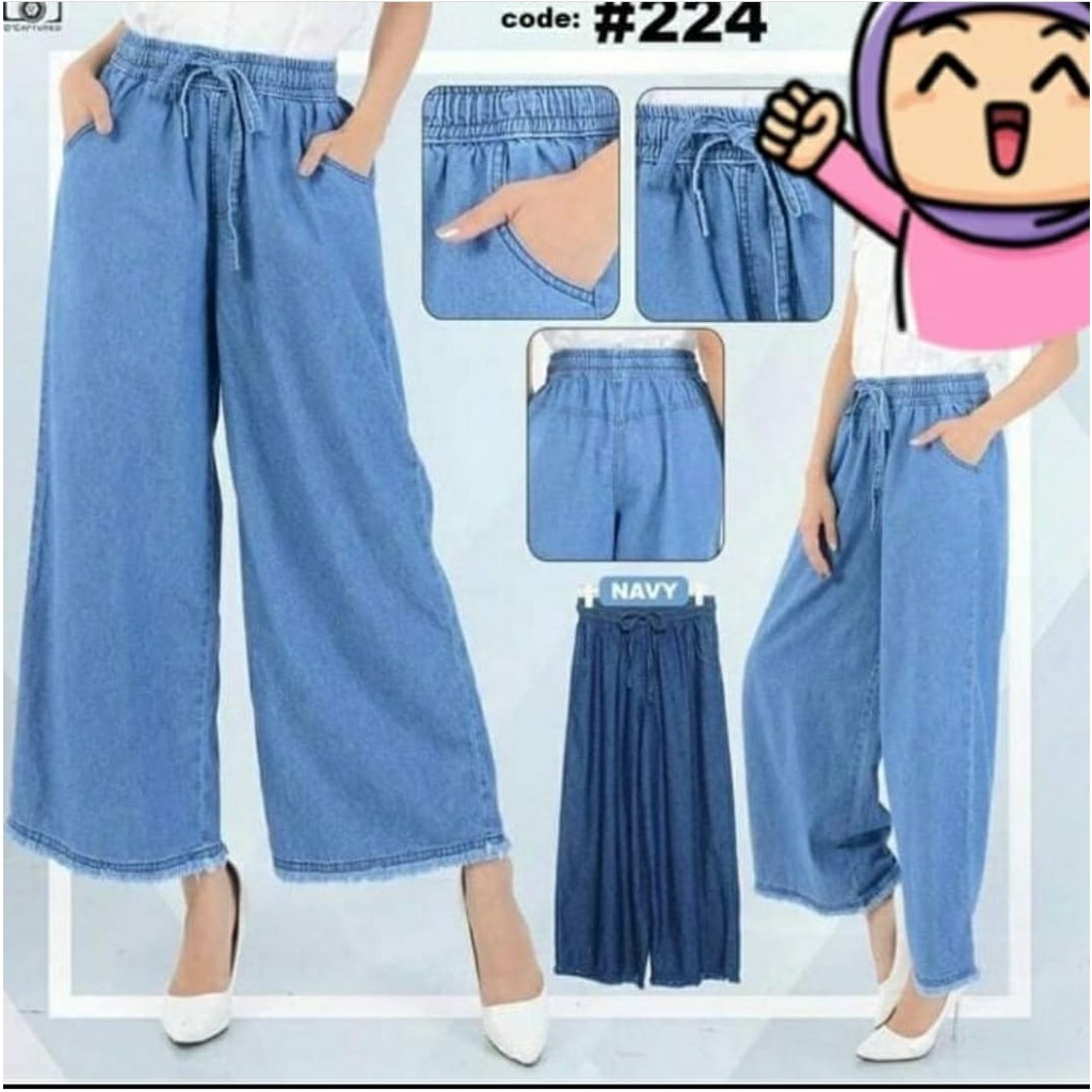 Kulot jeans rawis (COD) Material denim
