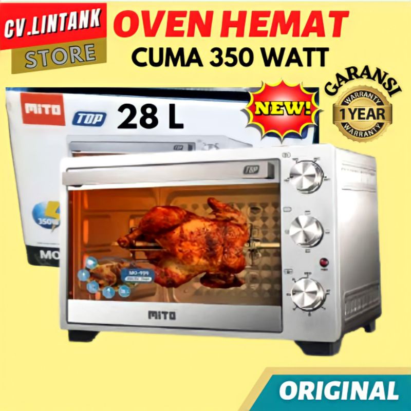 Oven Listrik Mito MO 999 Oven Hemat Listrik 350 Watt Open Kue Roti Elektrik Low Watt 28 Liter Alumun