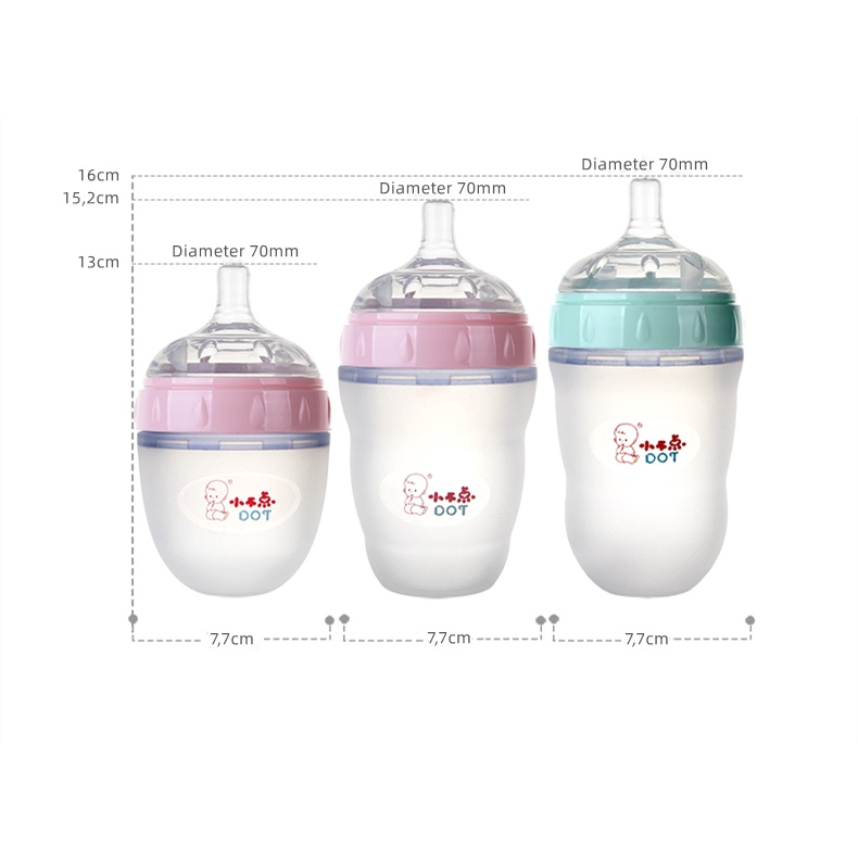 Botol Susu Bayi Newborn Piko Bello Botol Susu Silikon Wide Neck Silicone Baby Bottle BPA Free 150ml 180ml 250ml 300ml BB18