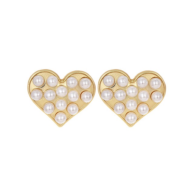 LRC Anting Tusuk Fashion Gold Alloy Pearl Earrings F76113