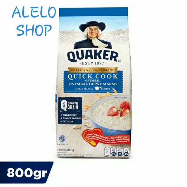 Quaker Oatmeal Quick Cook 800 Gr Oat Oats Biru Sereal Gandum Havermut Cepat Masak Sarapan Sehat Indonesia