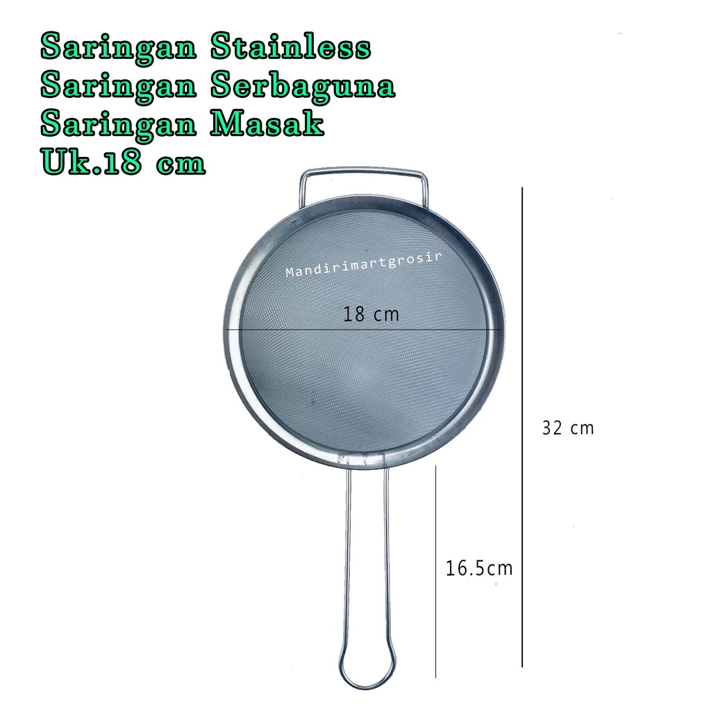 Saringan Serbaguna *Saringan Stainless * Saringan Masak * Uk.18 cm