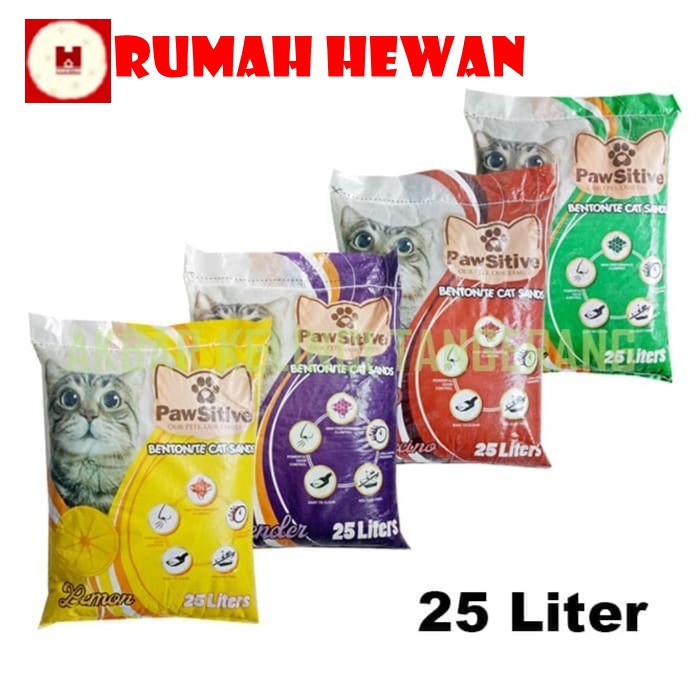 Pasir Gumpal Pawsitive 25 Liter All Varian - Pasir Kucing