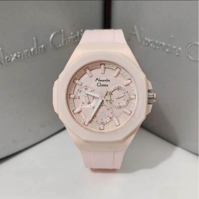 Jam Tangan Alexandre Christie wanita AC 6590 / AC6590 B Pink Muda Original