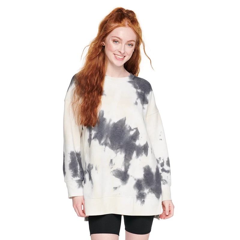 SO LOUNGE LIFE COTTON TUNIC SWEATSHIRT- monochrome