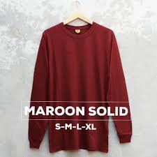 Kaos Lengan Panjang Karet Polos Maroon Bahan Cotton Combed 30S Baju Polos Lengan RIB Unisex