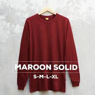  Kaos  Lengan  Panjang  Karet  Polos Maroon Bahan Cotton Combed 