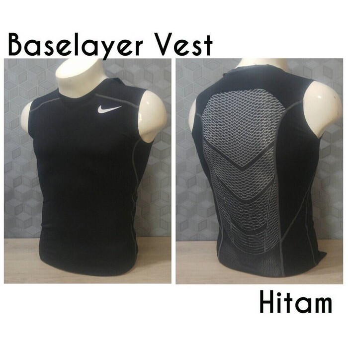 Baseslayer Baju Lengan Buntung Vest Nike Pro Combat Black