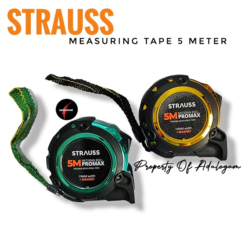 STRAUSS PROMAX Meteran Karet Magnet 5 Meter - Roll Meter 5M x 19MM