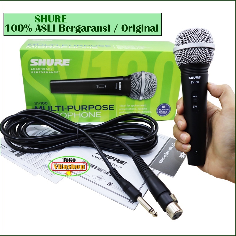 Mic Kabel Shure Asli Shure-SV-100 Microphone Original Mikropon Mik Ori