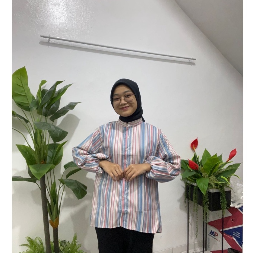 Sallo Blouse Stripe | Baju Wanita Terbaru