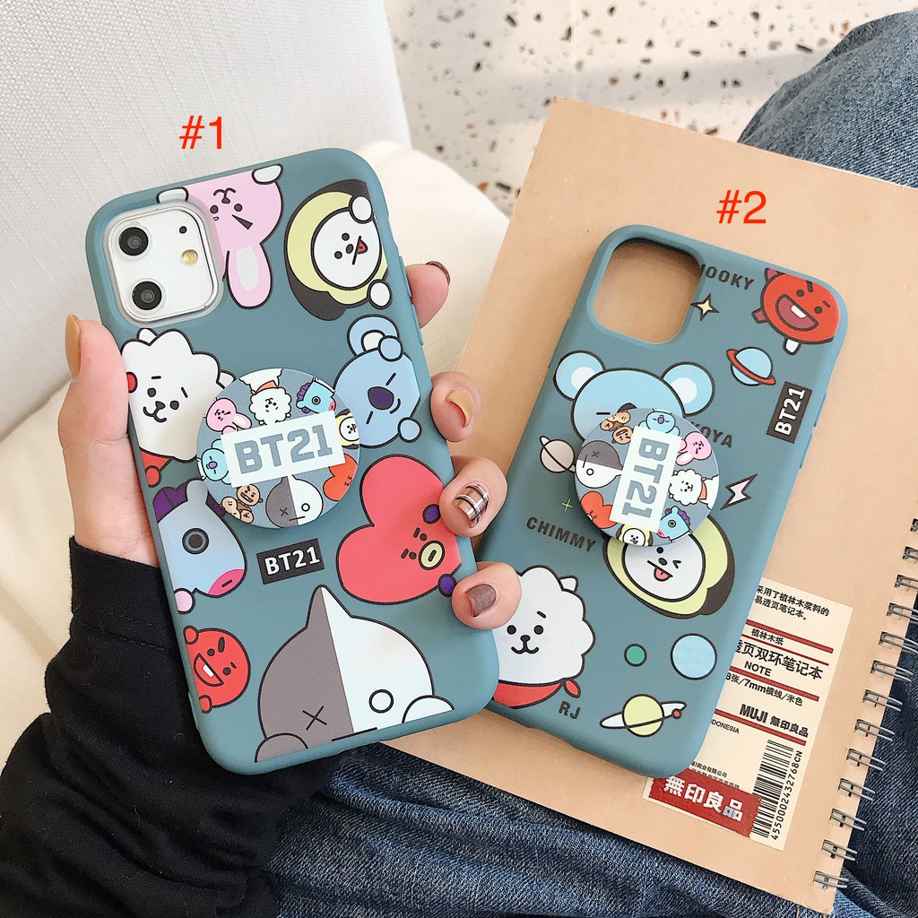 Soft Case HP Motif BT21+Bracket Airbag untuk Oppo A3S/A5/A7/F11/F9