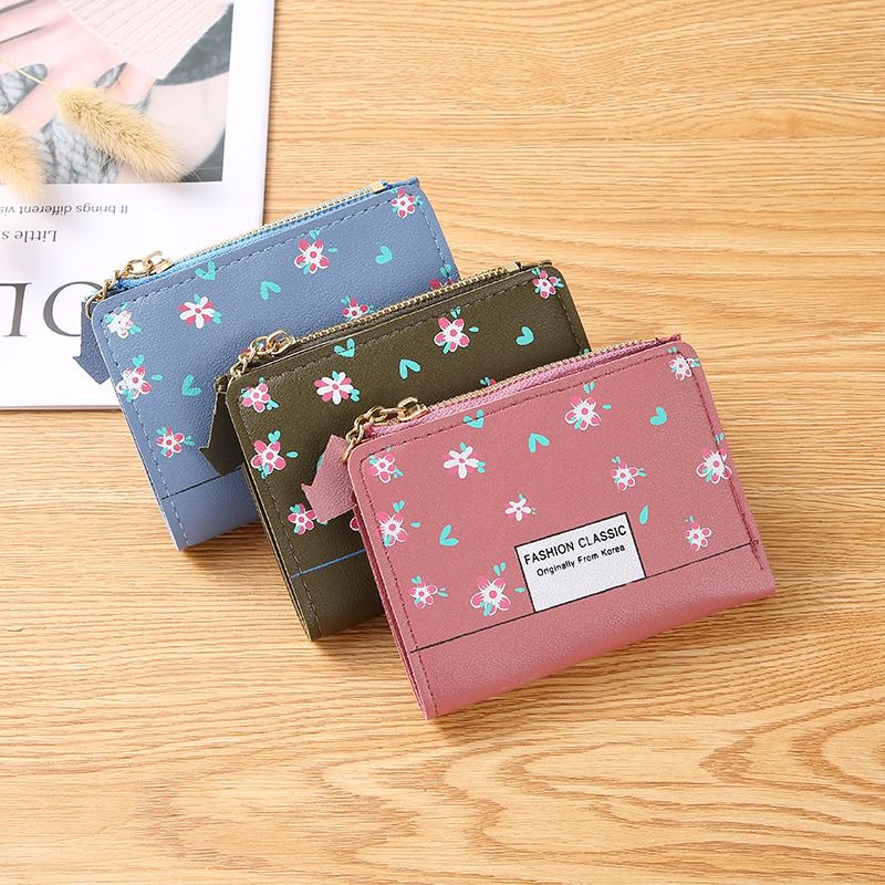 ZY 53  Dompet Lipat Mini Wanita Motif bunga Import