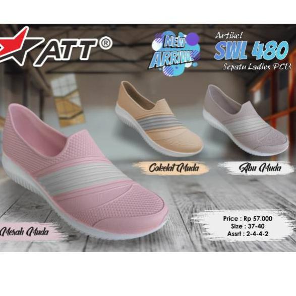 VE.14My22ғ– Sepatu Karet Wanita SlipOn Att swl 480 - Sepatu Att swl 480 Empuk dan Modis Slip On
