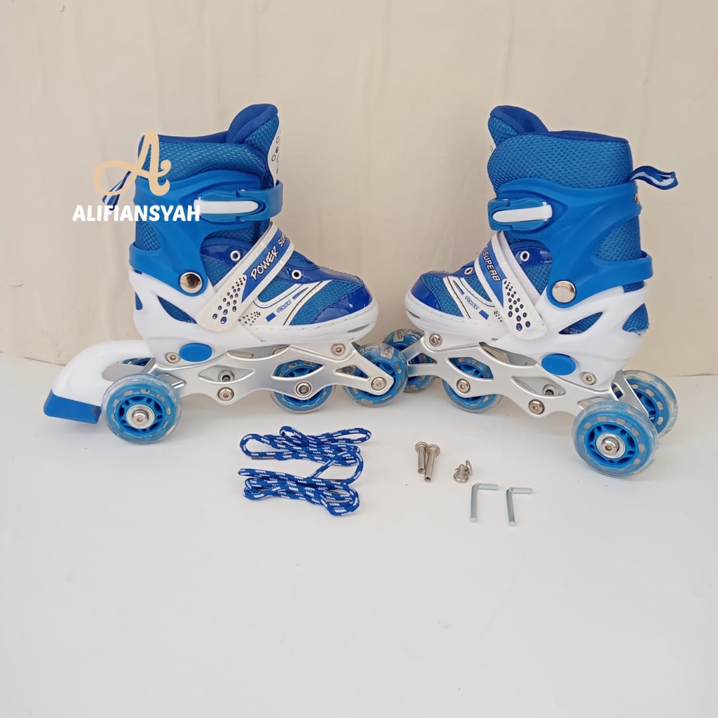 Sepatu Roda Inline skate Power Passion Fullset Pelindung dan Helm