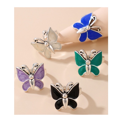 LRC Cincin Set Fashion Color Color Dripping Butterfly Ring Set V81372