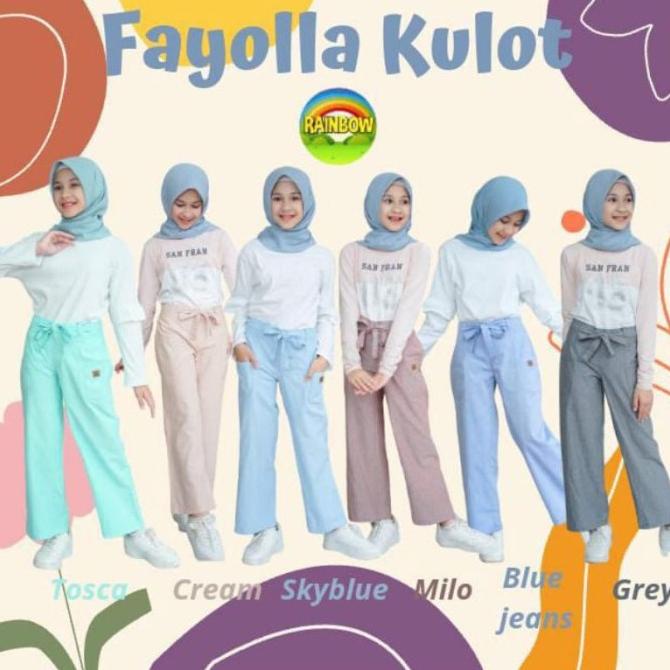 Fayolla Kulot Rainbow Celana Kulot Anak Remaja Perempuan 8-18 Tahun