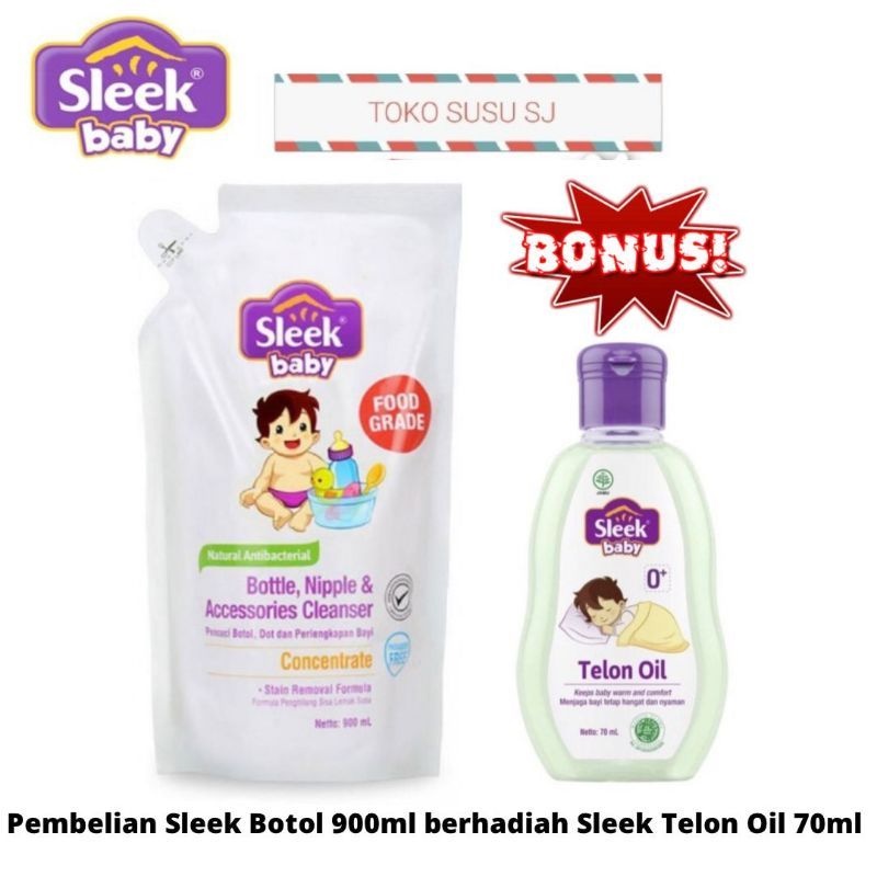 SLEEK BOTTLE NIPPLE BABY  CLEANSER 900 ML/ SLEEK NIPPLE 900 ML/900ML