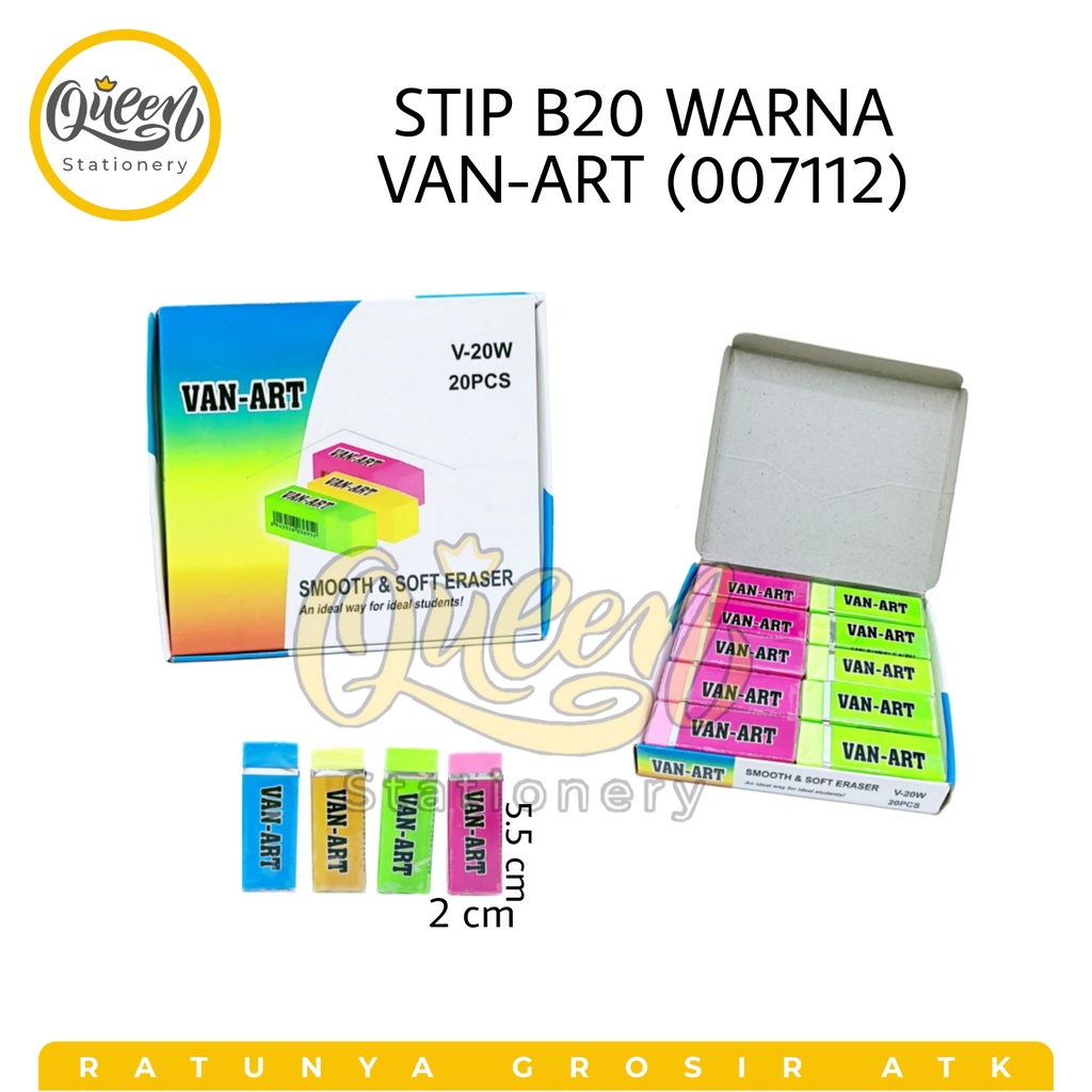 

STIP B20 WARNA VAN-ART /STIP MURAH/STIP WARNA-WARNI/PENGHAPUS/HAPUSAN/GOSOKAN (007112)