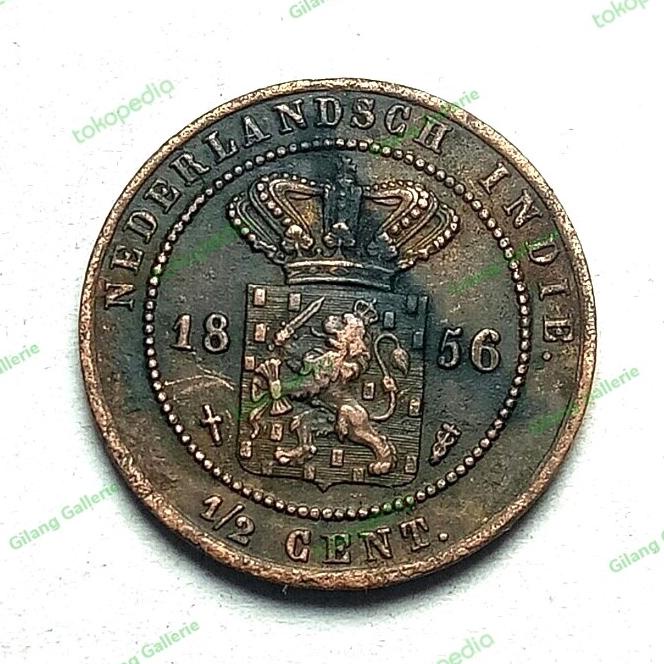 [COD] Uang koin kuno 1/2 Cent NEDERLANDSCH INDIE 1856 Scarce Tp 1257 [COD]
