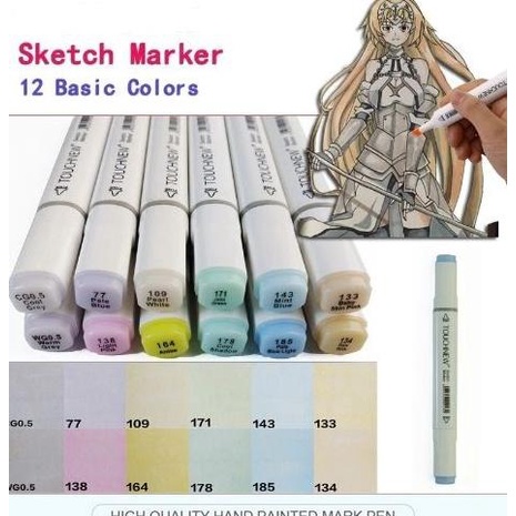 

TOUCHNEW Basic Tones Art Marker Set Alcohol Based Dual Tips (12pcs)