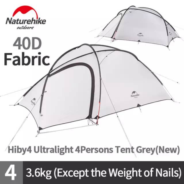 TENDA CAMPING HIBY 4 40D NATUREHIKE NH19ZP005 ULTRALIGHT TENT CAMPING PIKNIK BERKEMAH OUTDOOR