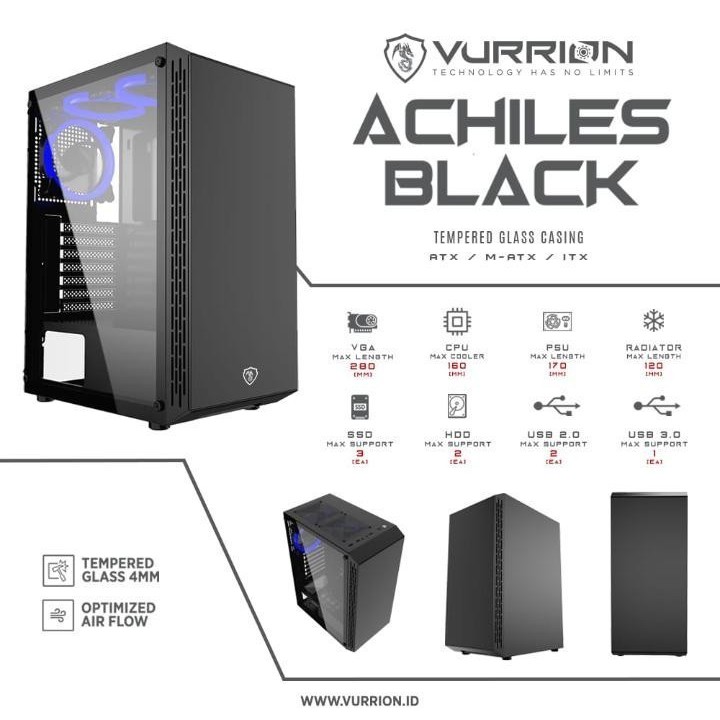 CASING GAMING VURRION ACHILES BLACK MANTULLLL GAN