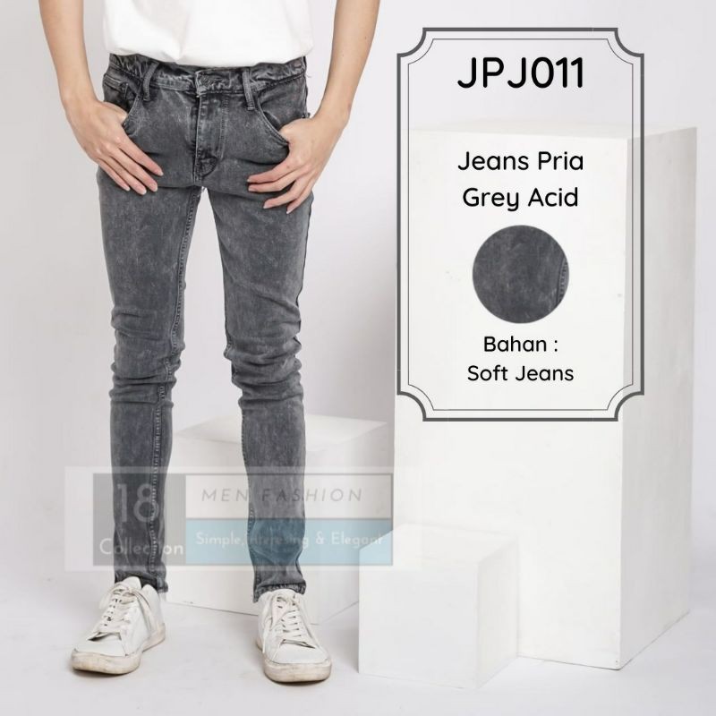 [PREMIUM] Celana Jeans Pria Panjang Acid Grey