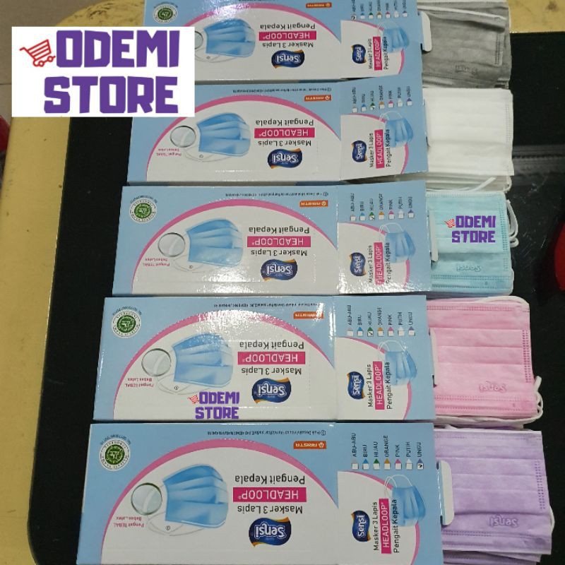 MASKER SENSI HEADLOOP 3PLY ISI 40 PCS WARNA PUTIH SENSI HIJAB PUTIH SENSI HIJAB WARNA