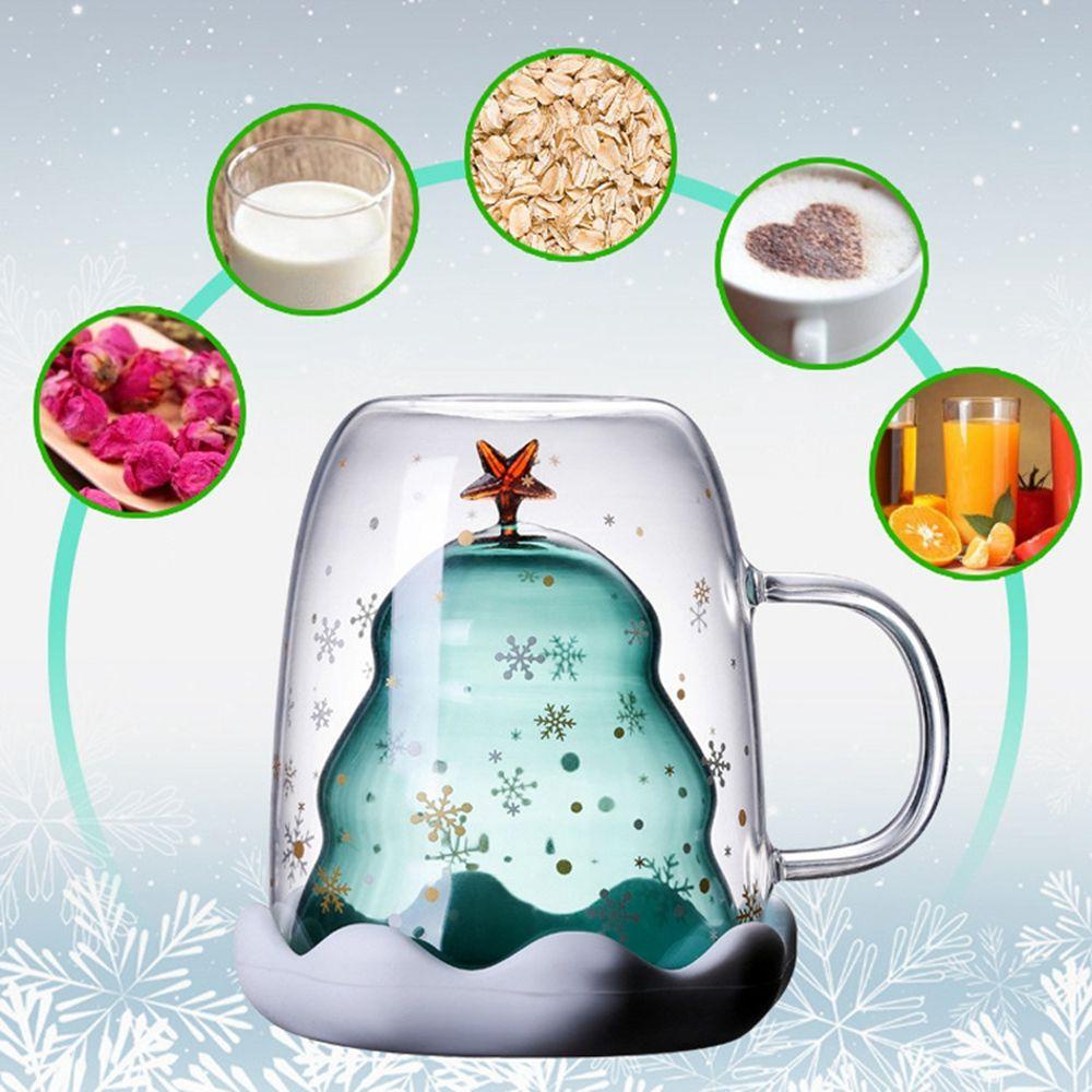 Lanfy Gelas Mug Transparan Dengan Penutup Langit Berbintang Snowflake Drinkware Hiasan Natal Cangkir Susu