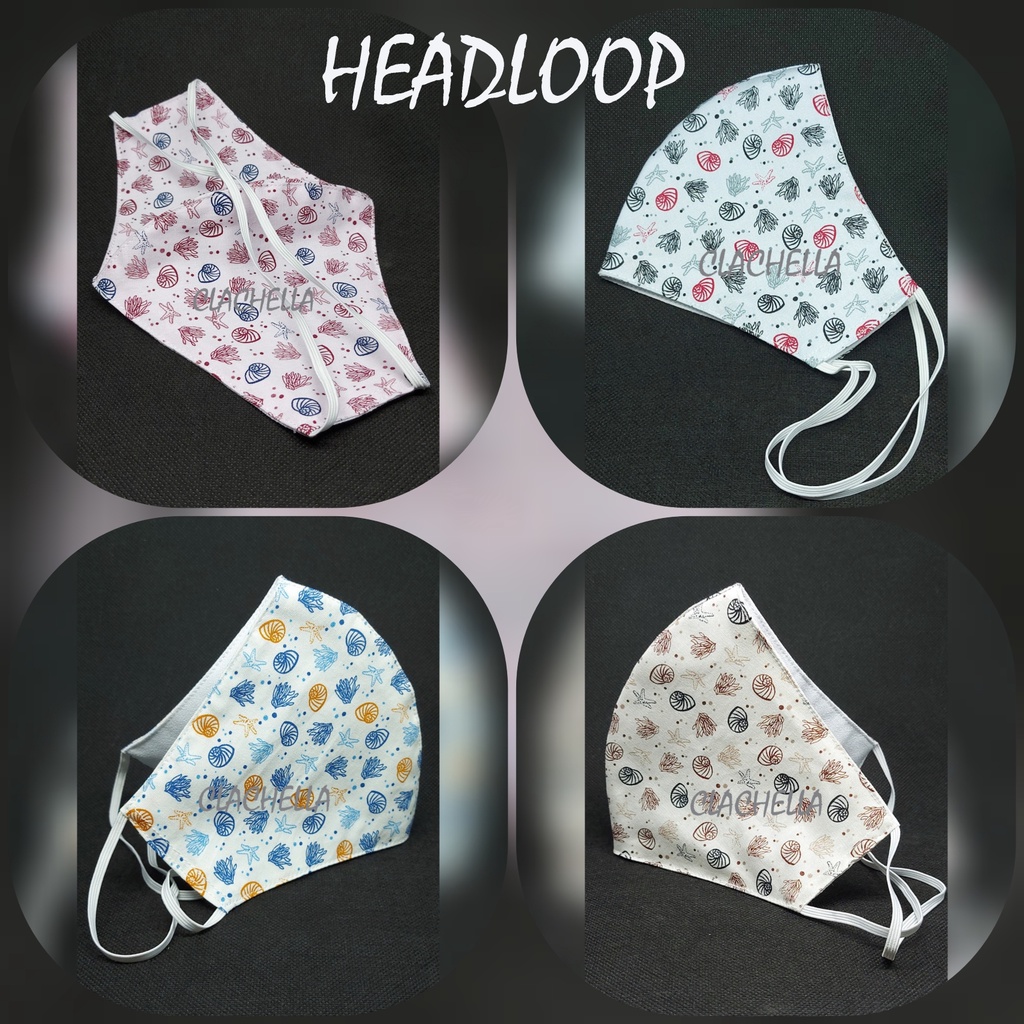 Clachella Masker Kain 3 Lapis , Masker Headloop (Hijab) &amp; Earloop