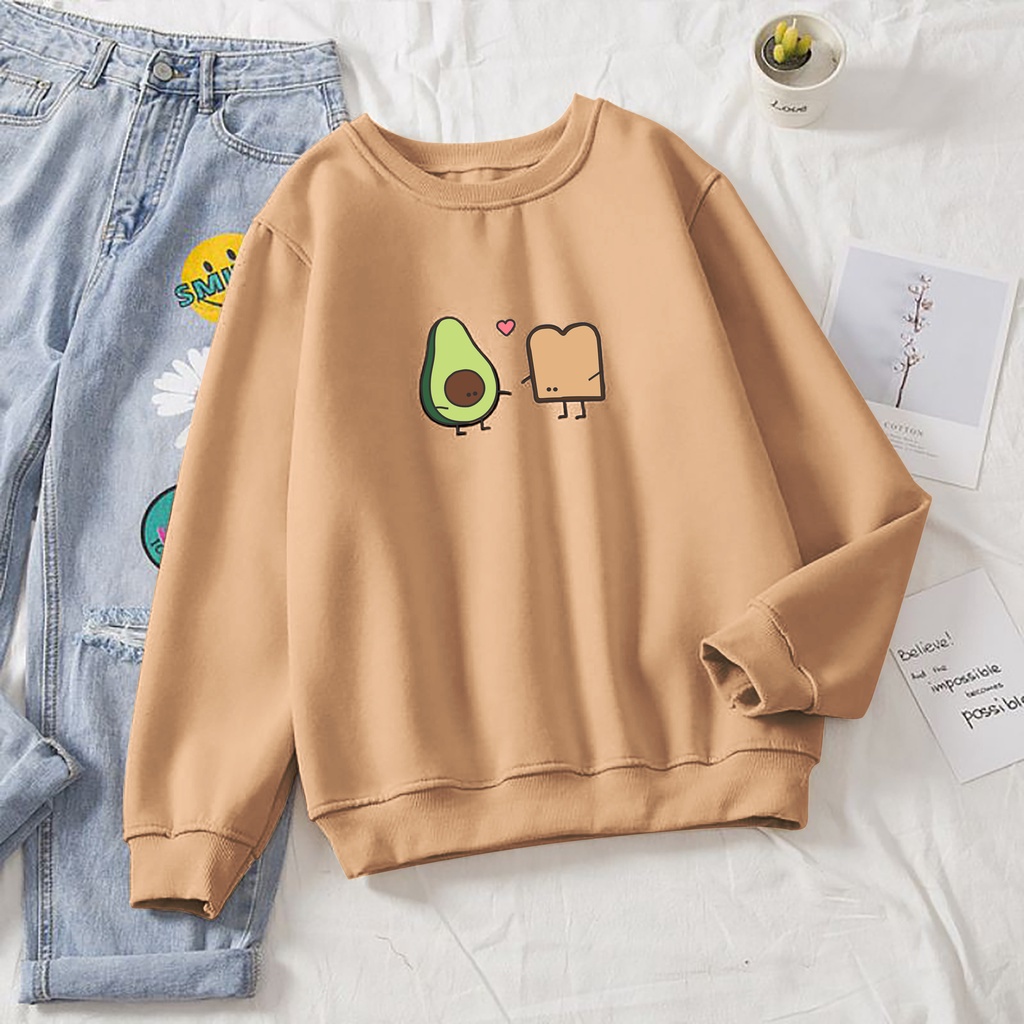 IvannaCollection Sweater Couple Pasangan Pria Wanita Oversize Avocado Bread Bahan Tebal Size L-XXL