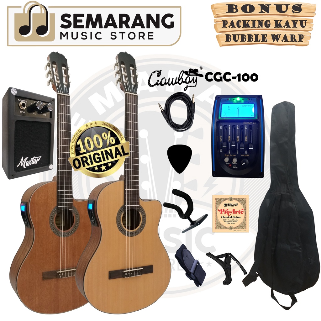 ORIGINAL!!! Gitar Klasik Elektrik Import Merk Cowboy CGC-100 NA CGC 100NS Equalizer Tuner LC Prener